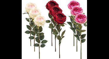 Emerald - Kunstbloem Roos Joelle 65cm - Set van 9 - Kunstplant voor binnen