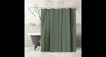 Boraboi® Stijlvol en Waterafstotend Douchegordijn 180 x 200 cm met Metalen Ringen, Polyester, Groen