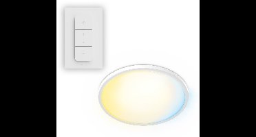 Philips SuperSlim All-In-One Plafondlamp - Met Afstandsbediening - WarmGlow - 16W - Extra warm- tot Koelwit licht: 2200K tot 6500K - 29 cm - Wit - Rond