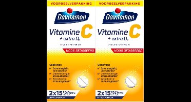 Davitamon Vitamine C + Extra D3 - 2 x 30 bruistabletten - Voordeelverpakking