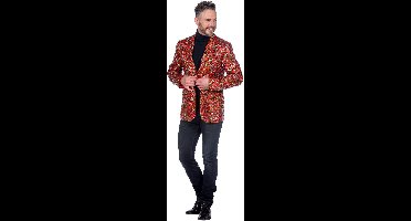 Wilbers & Wilbers - Glitter & Glamour Kostuum - Kerstig Pailletten Colbert Partyknaller Man - Rood - Medium - Carnavalskleding - Verkleedkleding