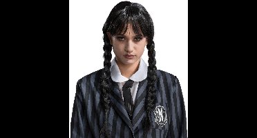 Pruik Zwart Met Twee Vlechten