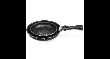 Orion GRANDE Serie - Granieten Pannenset - 3-Delig - Ø20/26 cm - Afneembare Handgreep