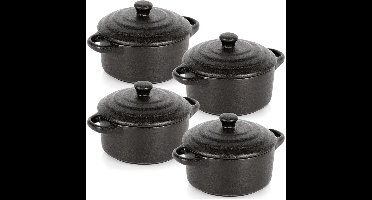 Vilde - Porseleinen Ovenschalen - 450 ml - Met Deksel - Set van 4