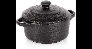 Vilde - Porseleinen Ovenschaal - 300 ml - Met Deksel - Zwart