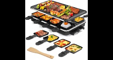 RVV® Gourmetstel 8 Personen - Grillsteen - Elektrische Grill - Anti Aanbak - Zwart - 12cm x 26cm x 42cm