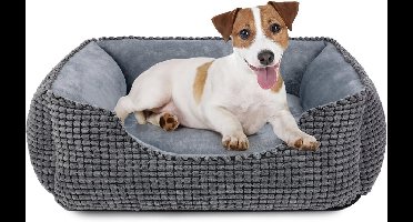 JOEJOY Hondenbed, middelgrote honden, hondenmand, wasbaar, wollig, antislip pluche hondenmand, 63 x 53 x 20 cm, hondenbedden voor kleine en middelgrote honden en katten