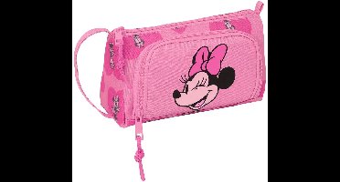 Schooletui met Accessoires Minnie Mouse Loving Roze 20 x 11 x 8.5 cm (32 Onderdelen)