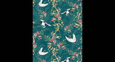 IXXI Chinoiserie Cranebirds, Bloomery Decor - 80 x 100 cm - Gratis ophangtool - Grote wanddecoratie en posters - Vintage, Kleurrijk, Ornamenteel