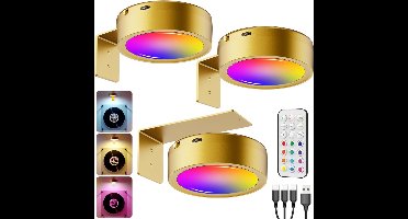 Schilderijverlichting Draadloos Led - Verlichting Voor Schilderijen Draadloos - Met Afstandsbediening - Goudkleurig - 2600 Mah - Verlichting Voor Schilderijen - Oplaadbaar Via USB - Werkt Op Batterijen - Wandlamp Voor Schilderijen - Automatische Verl