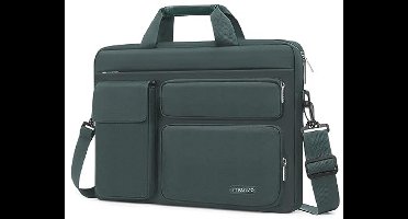 MOSISO Laptop Schouder Messenger Bag met 2 Verhoogde & 1 Flapover & 1 Horizontale Pocket & Handle&Belt