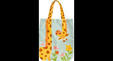 Cosensi - Opvouwbare stoffen boodschappentas met Giraf print, lange hengsels, 40 x 50 cm, voor mannen en vrouwen