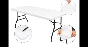HEM Elastische Buffettafel Hoes 180x70 Wit – Tafelhoes voor Klaptafel – Buffettafelhoes Stretch – Hoes voor Tuin- en Campingtafel – Strakke Klaptafelhoes Wasbaar
