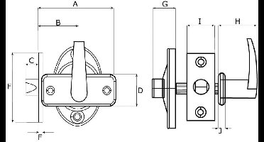 Insteekgrendel met WC garnituur en sluitplaat lengte 70 mm zilvergrijs