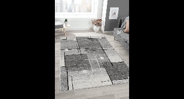 Mia’s Teppiche Modena – moderne korte pool woonkamer & slaapkamer vloerkleed, contour gesneden, grijs contour, 200 x 280 cm