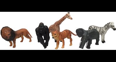 Safari speelfiguren - 6 stuks - wilde dieren - ca. 20 cm - speelgoed dieren