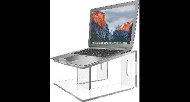 Laptopstandaard voor bureau - acryl, geventileerde en antislip laptophouder, geschikt voor laptops van 10-15,6 inch