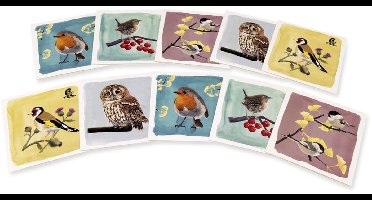 CJ Wildlife - 10st Wenskaarten - Populaire Tuinvogels - Artwork van Myrte (2 x 5 designs)