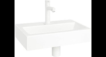 FugaFlow Eccelente Pietra fonteinset - 38x24cm - 1 kraangat - keramiek - fonteinkraan wit mat - glans wit