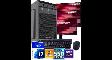 Intel Compleet PC SET | Intel Core i7 | 32 GB DDR4 | 1 TB SSD + 2 x 24 Inch Monitor + Muis + Toetsenbord | Windows 11 Pro + WiFi & Bluetooth