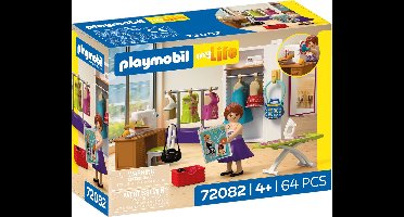 PLAYMOBIL MyLife Modeontwerper | Naaistudio met naaimachine en 6 outfits | Stimuleert creativiteit | Kinderspeelgoed voor kinderen vanaf 4 jaar | 72082