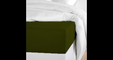 De Witte Lietaer Hoeslaken Olivia Kahki - 180 x 200/220 x h 30 - Groen - Katoen Satijn