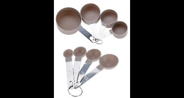 Excellent Houseware Maatschepjes/maatlepeltjes Set 8 stuks Kunststof & RVS Bruin Keukenmaatlepels