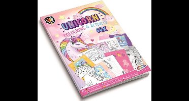Grafix kleur- en activiteitenboek - Unicorn - A4 - 64 pagina's - Kleuren - Meisjes - Kleurboek - Kinderen - Cadeau - Activiteiten - Boek - Geschenk - Tekeningen - Doeboek - Inkleuren - Kleurplaat - Colouring Book - Kleurplezier - Opdrachten Boekje