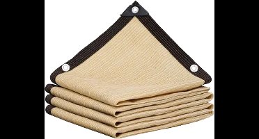 Beige stof, 6 x 6 meter, schaduwnet voor in de tuin, schaduwnet voor in de kas, met versterkt gaas, geschikt voor schaduwwanden in de achtertuin, bij sneeuwachtig weer.