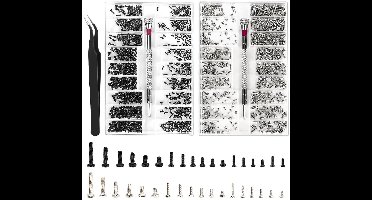 Allecta - 1000 Stuks Micro Repair Schroeven Set voor Brillen, Laptops, Sieraden - M1.2 M1.4 M2 - Inclusief Schroevendraaiers
