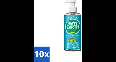 10 x Happy Earth – Handzeep – 100% Natuurlijk Cedar Lime – 300 ml - Natuurlijke Handzeep - Vegan Handzeep - Antibacteriële Handzeep - Ceder Lime Handzeep - Handzeep Met Essentiële Oliën