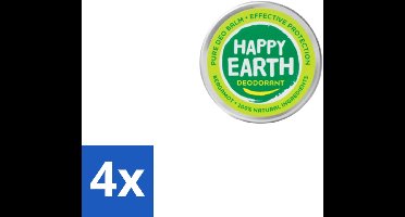 4 x Happy Earth – Deodorant Balm – 100% Natuurlijk Bergamot – 45 g - Deodorant Bergamot - Natuurlijke Deodorant - Huidvriendelijke Deodorant - Vegan Deodorant - Mineralen Zouten