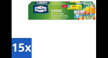 15 x Toppits – Zipper Multifunctionele Zakken – 3 Liter – 8 Zakjes - Koffiezetapparaat