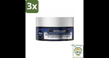 3 x NIVEA MEN - Protect & Care - Intensief Hydraterende Crème - 50 ml - Grootverpakking - Hydraterende Crème - Mannelijke Huid - Droge Huid - Gezichtsverzorging - Zonbescherming