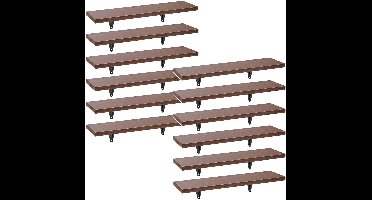 Maclean MC-331 - Set van 12 Wandplanken - Boekenplank - Wandrek - Boekenrek - 8kg max - Wandmontage - 43 x 11,4 x 1,5 cm - Bruin ( walnoot)