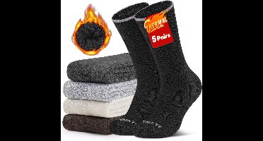 5 Paar Warme Herensokken Crew Dik Winter Sportsokken Katoen voor Wandelen