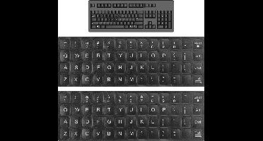 Zelfklevende Engelse Toetsenbord Stickers - 2 Stuks - Witte Letters op Zwarte Achtergrond - Universele Bescherming voor Laptops en Desktops