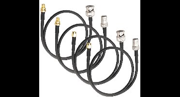 Nordivar - Set van 4 SMA naar BNC-kabels van 50 cm - Coax-kabel kit - Connectoren voor draadloze communicatie