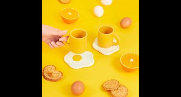 Invotis Coffee cup set Sunny Side Up yellow x2 ceramic
