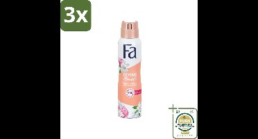 3 x Fa - Divine Moments - Deodorant Spray - Wilde Cameliabloesem - 150 ml - Grootverpakking - Deodorant Spray - Anti-vlekken - Huidvriendelijk - Wilde Cameliabloesem - Geur