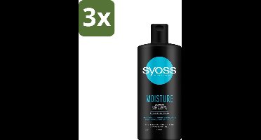 Syoss Moisture Shampoo - Shampoo - Hydraterend - 440 ml - Bulkverpakking - 3 stuks