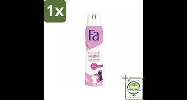 1 x Fa Deodorant Spray Invisible Sensitive 150 ml - Deodorant Spray - Anti-transpirant - Deodorant - Gevoelige Huid - 48 Uur Bescherming