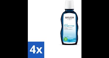 4 x WELEDA - Reiniger & Toner 2‑in‑1 - 100 ml - Reiniger - Toner - Gezichtsreiniger - 2-in-1 - Natuurlijke Reiniging