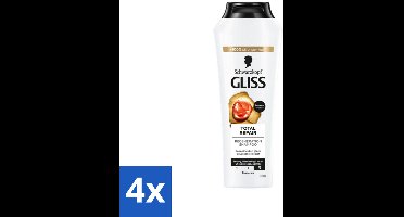 Gliss - Shampoo - Total Repair - Voor Intensief Haarherstel - 250 ml - Voordeelverpakking - 4 stuks