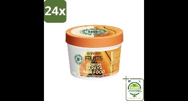 Garnier - Fructis Hair Food Papaya - 3-in-1 Haarmasker - Beschadigd Haar - 400 ml - Voordeelverpakking - 24 stuks - Haar masker - Papaya