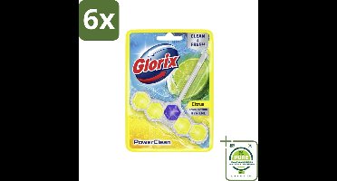 Glorix - Toiletblok - Power Clean Citroen - Fris & Citroen - 1 blok - Voordeelverpakking - 6 stuks - Toiletblok - Toilet schoonmaken