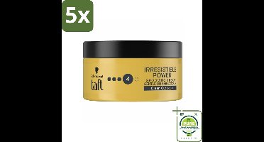 5 x Taft - Irresistible Power 4 - Grooming Cream - Gladde finish - 100 ml - Grootverpakking - Haarstyling - Haarcrème - Taft - Flexibele Hold - Natuurlijke Finish
