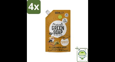 Marcel's Green Soap - Allesreiniger Spray - Navulling - Sandelhout & Kardemon - Frisse reiniging - 500 ml - Voordeelverpakking - 4 stuks - Allesreiniger - Schoonmaakmiddel