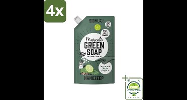 Marcel's Green Soap - Handzeep - Bergamot & Black Pepper - Natuurlijke verzorging - 500 ml - Voordeelverpakking - 4 stuks - Handzeep navulling - Biologische handzeep