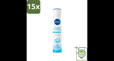 15 x Nivea - Deodorant Spray - Fresh Natural - 0% Aluminium - 200 ml - Grootverpakking - NIVEA Deodorant - Deodorant Spray - Aluminiumvrij Deodorant - Natuurlijke Deodorant - Oceaanextracten